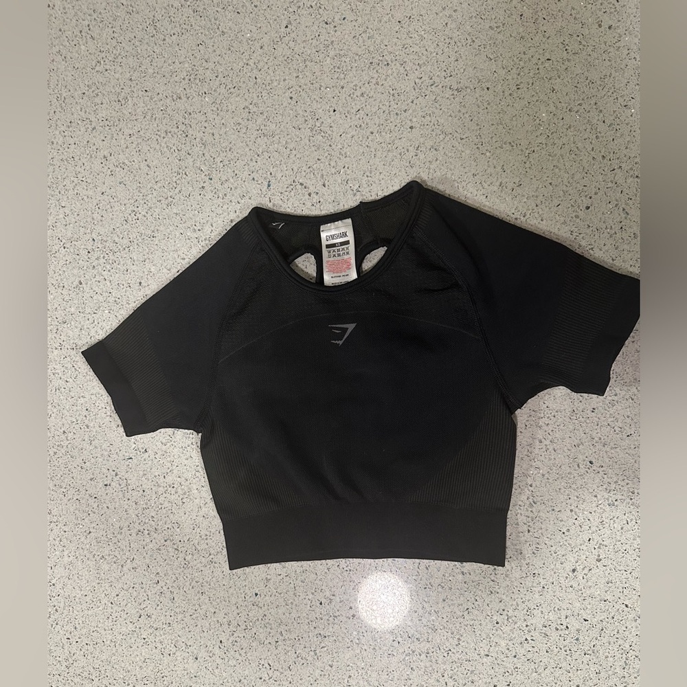 Gymshark Black Crop Cut Out Shirt XS